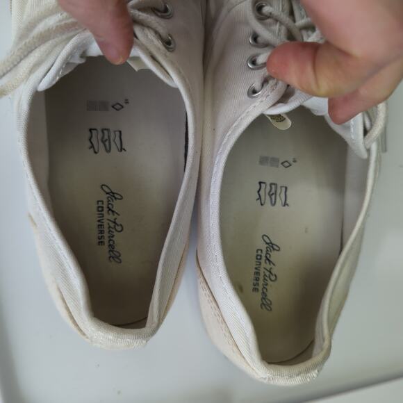 Converse Jack Purcell White Canvas Low Top Sneakers Shoes Men's 8.5 Women's 10.5 - Picture 8 of 9